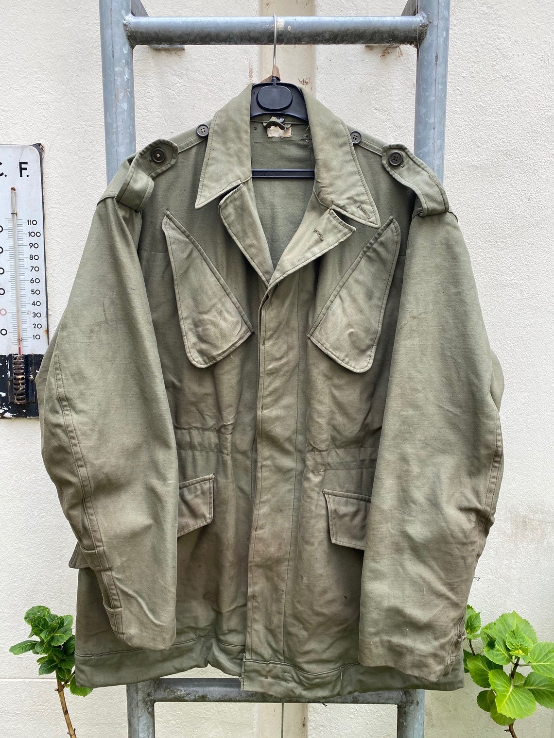 Vintage 60s: Dutch Military jacket fades & stains waxed | Etsy