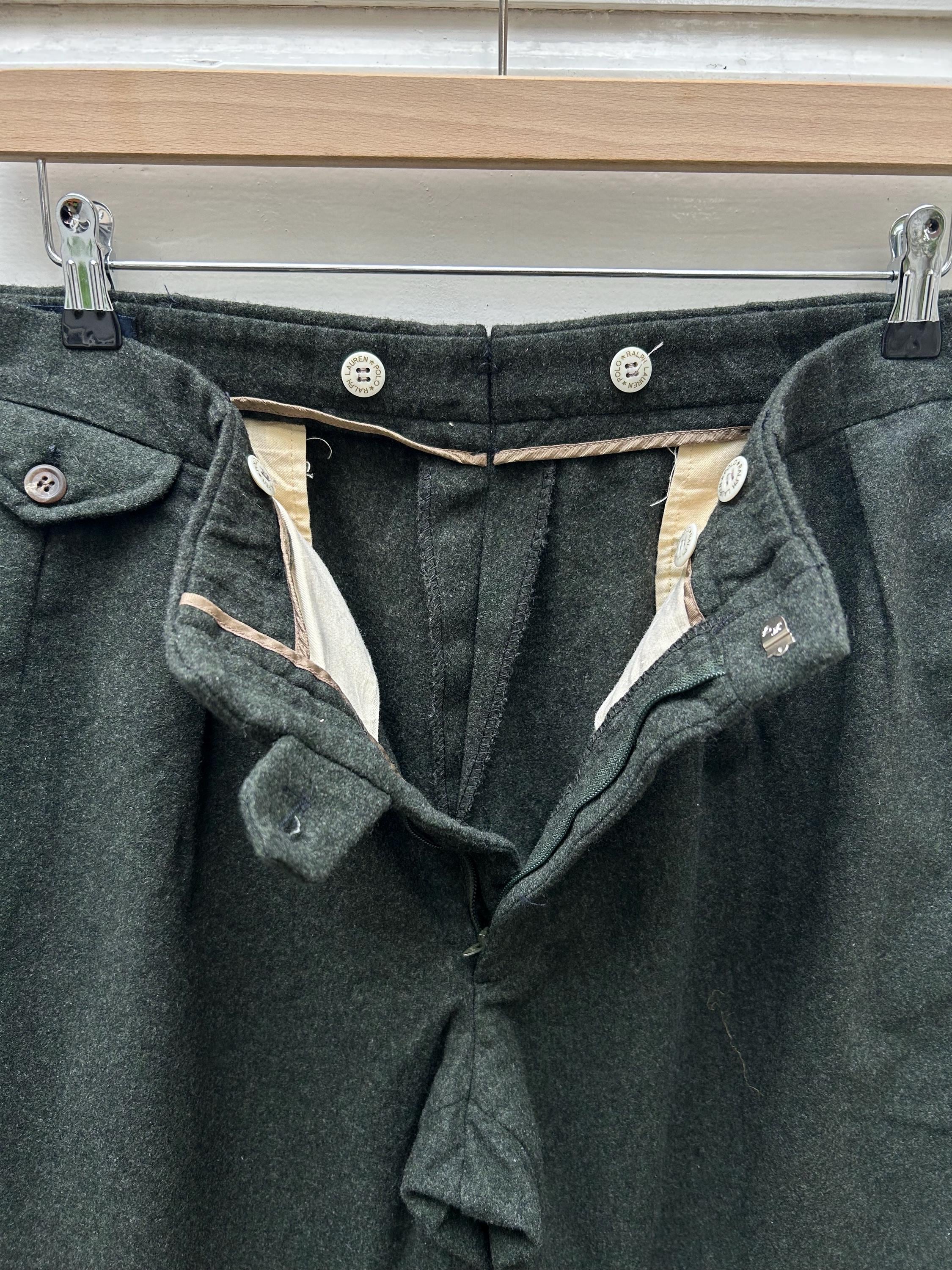 Vintage 90s: Polo by Ralph Lauren Pleated Wool Pants - Green