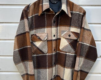 Vintage 70s: Sears Tartan Check Wool Jacket - Sherpa Lining