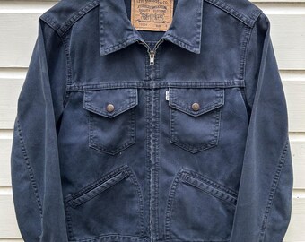 入荷なう Vintage 90s: Blue Navy - Jacket Chore Cotton Zipped Levi's ジャケット・アウター