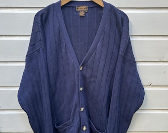 Vintage 90s: Eddie Bauer cotton cardigan - two pockets - navy blue (L-XL)