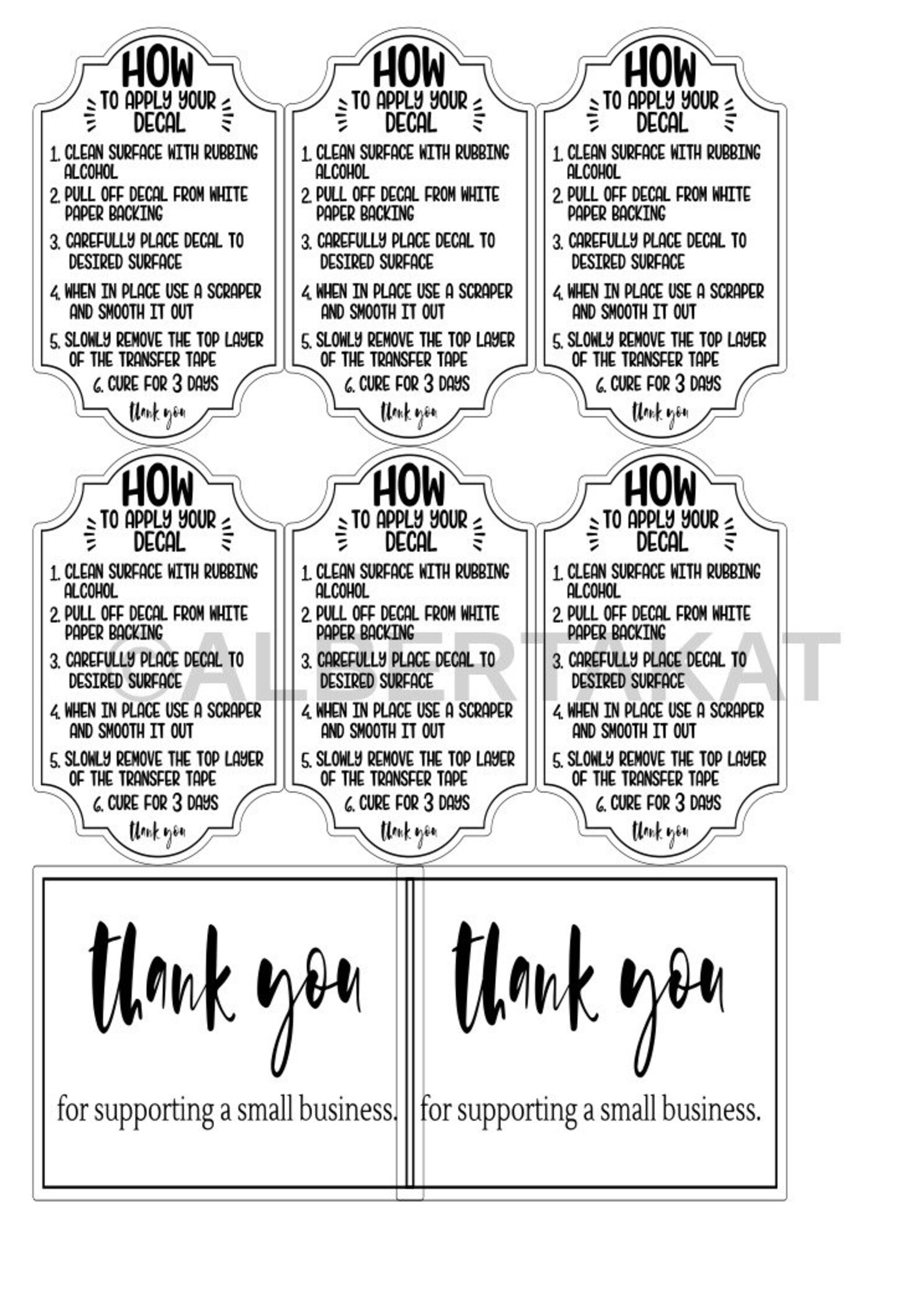 Printable Decal Instructions Full Sheet - Etsy