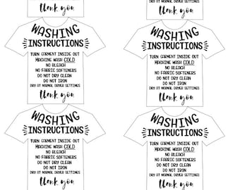 Printable T-shirt washing  instructions for full sheet