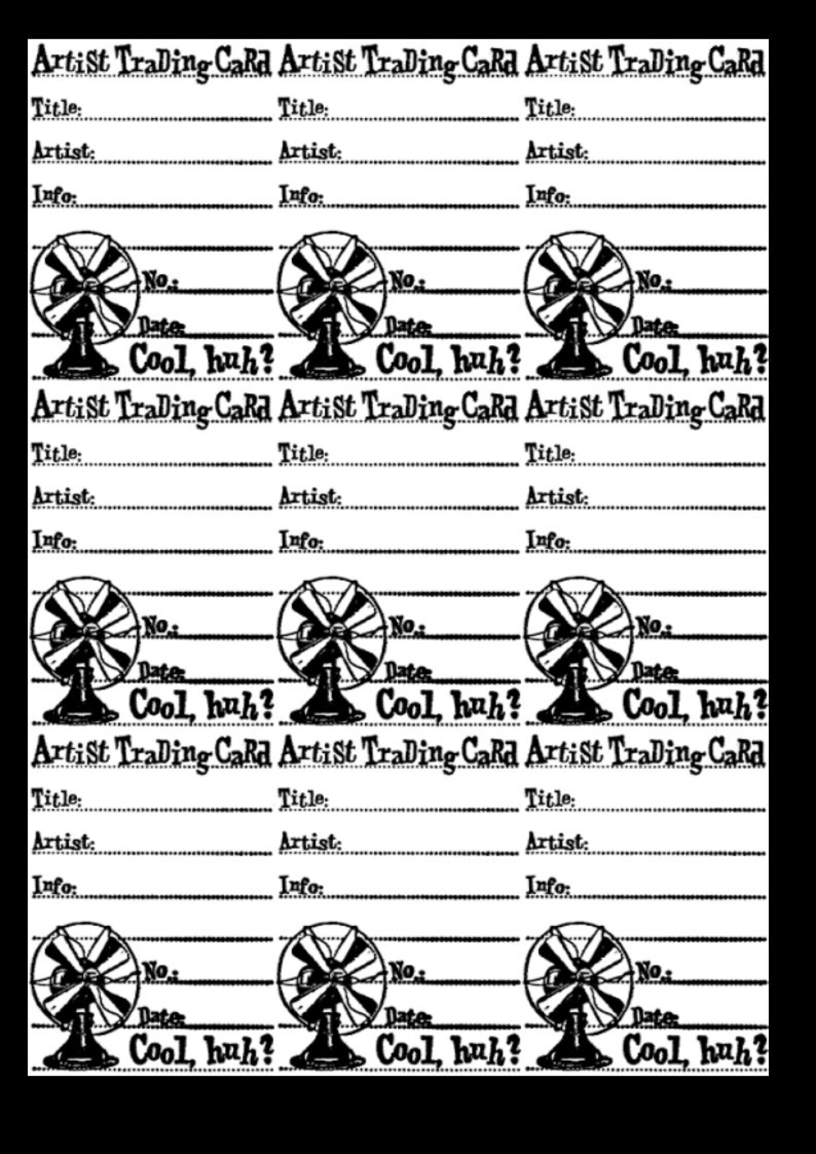 Artist Trading Card Templates Etsy