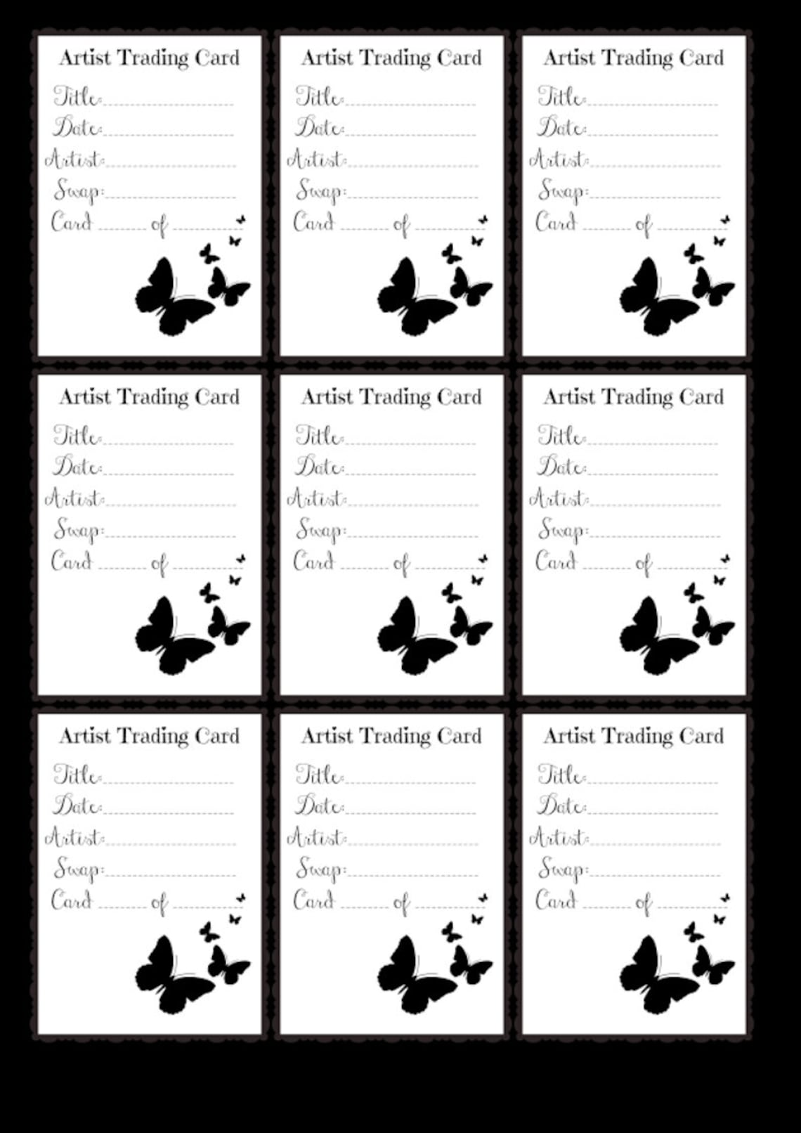 Artist Trading Card Templates | Etsy
