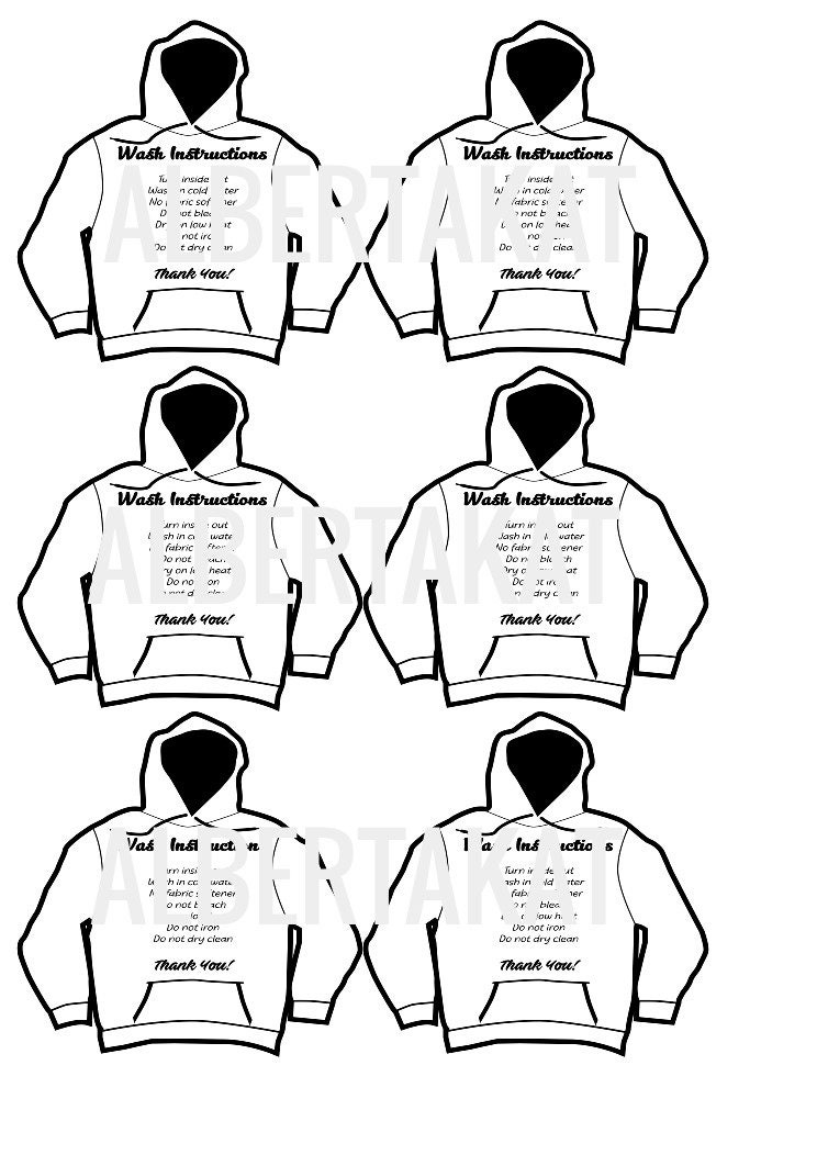 Printable Hoodie Washing Instructions Full Sheet Etsy