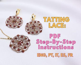 Lace Necklace Tatting Pattern PDF, Beginner Friendly Tutorial, DIY Tatting Lace Instructions, Digital Download