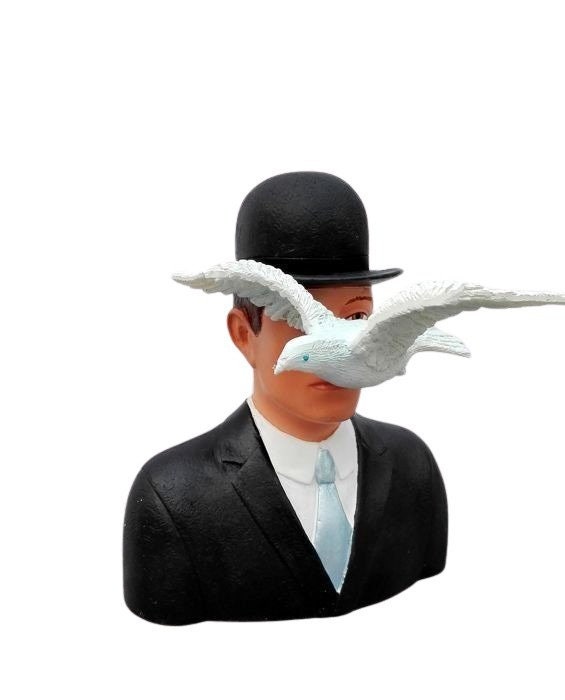Man with Hat and Dove L'homme Au Chapeau Melon Statue by Magritte