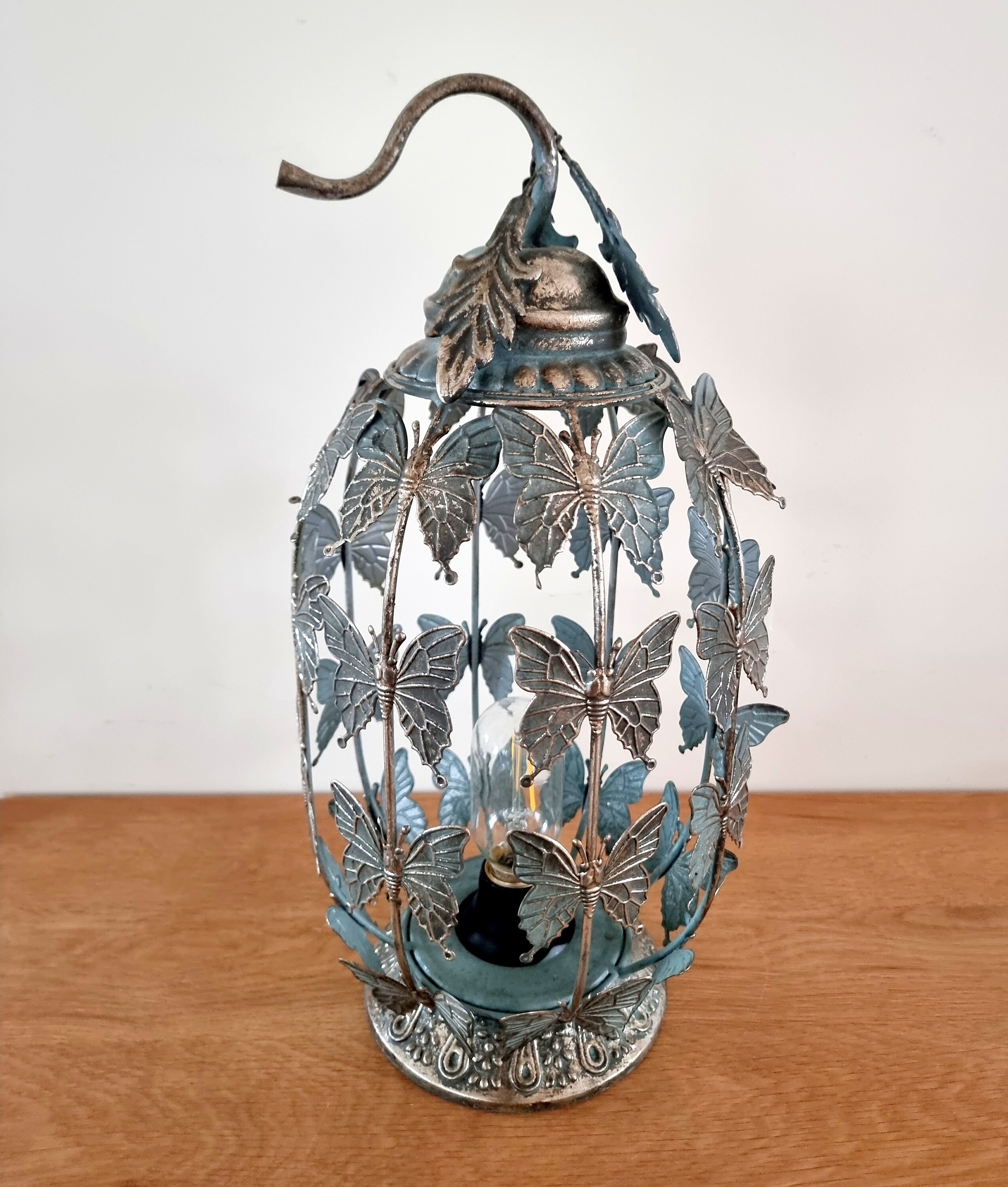 lanterne en métal avec lampe à piles - papillons lumineux d'ambiance lanterne papillon lumière décorative idée cadeau lanterne