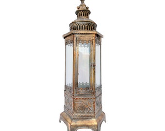Embrace Winter's Warmth: Rustic Metal and Glass Lantern – Ideal for Cozy Home Decor, Holiday Ambiance, and Festive Lighting Delights
