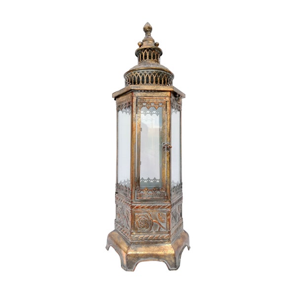 Embrace Winter's Warmth: Rustic Metal and Glass Lantern – Ideal for Cozy Home Decor, Holiday Ambiance, and Festive Lighting Delights