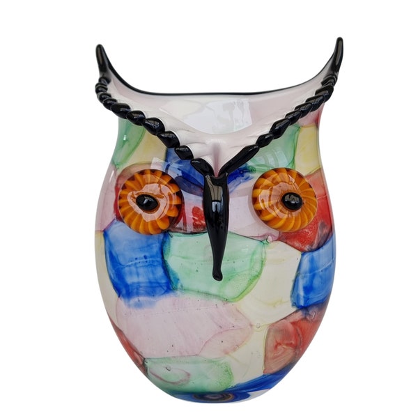 Beautiful glass ornamental vase in the shape of an owl - abstract art vases - Flower vase in the shape of an owl - Gift for owl lover