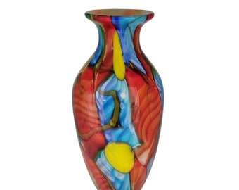 Magnifique vase en verre de haute qualité - Vase à fleurs en verre coloré - Accent intérieur coloré et joyeux - cadeau pour elle