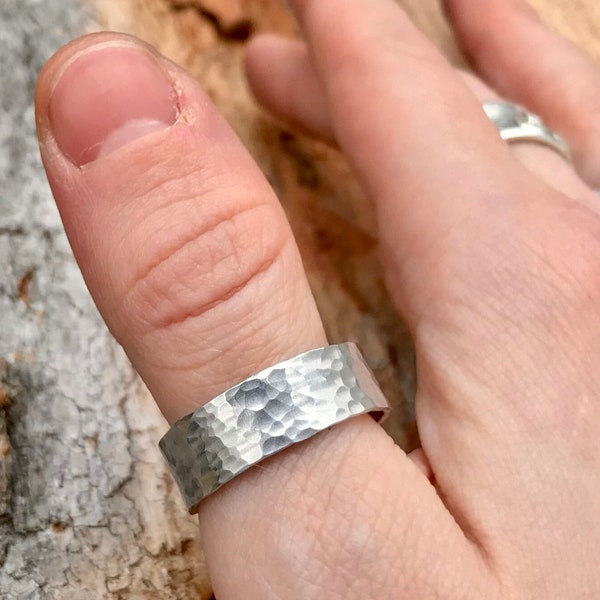 Hammered Aluminum Unisex Adjustable Aluminum Ring