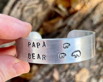 Papa Bear Customizable Adjustable Aluminum Cuff