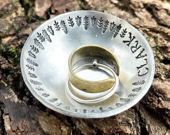 Personalized Name Treeline Aluminum Ring Dish