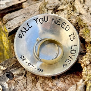 All You Need Is Love Personalized Date Aluminum Ring Dish Custom Gift image 1