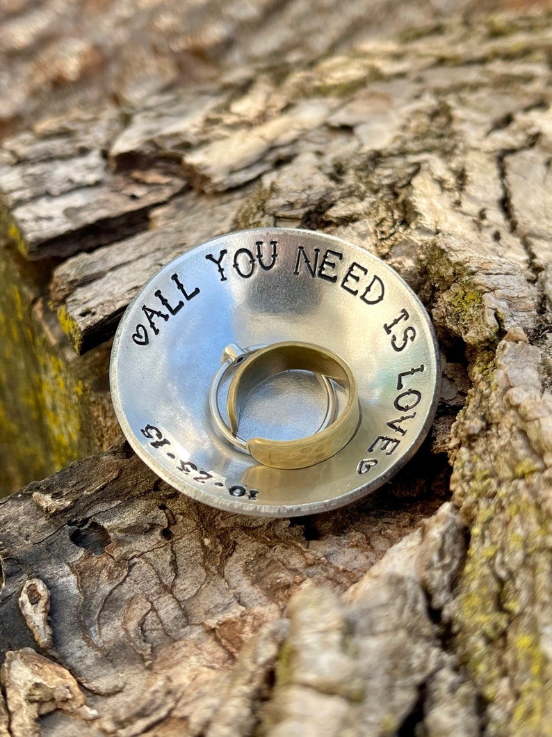 All You Need Is Love Personalized Date Aluminum Ring Dish Custom Gift image 5