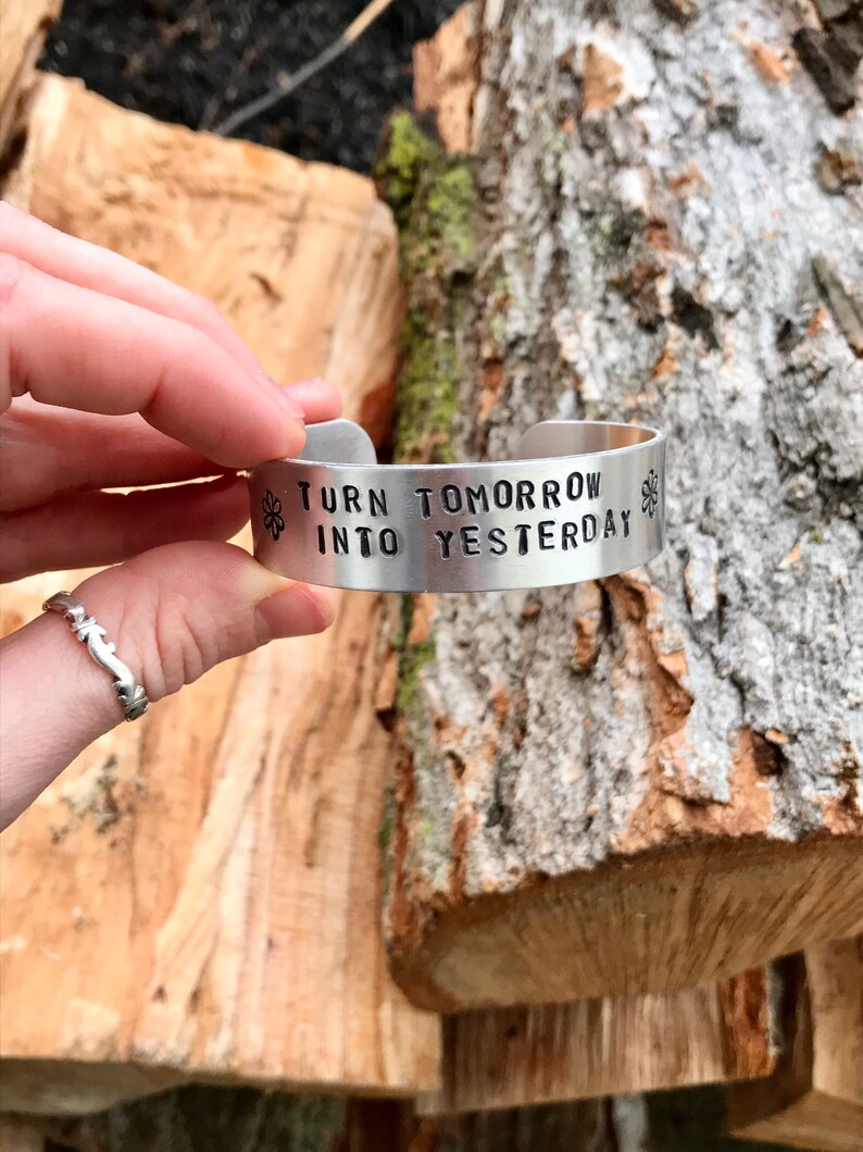 Turn Tomorrow Into Yesterday Adjustable Aluminum Bangle