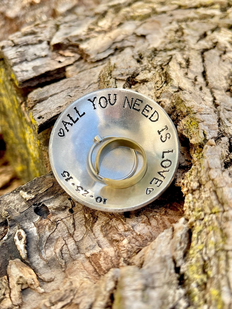 All You Need Is Love Personalized Date Aluminum Ring Dish Custom Gift image 1