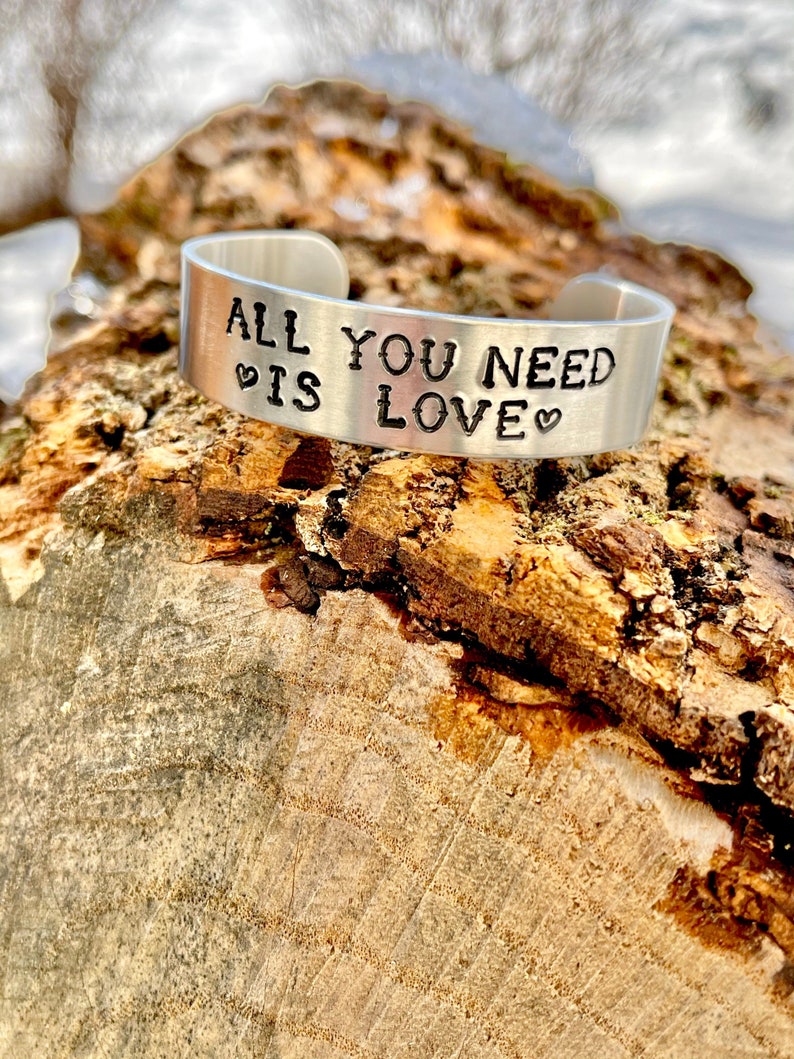 All You Need Is Love Unisex Adjustable Aluminum Cuff image 1