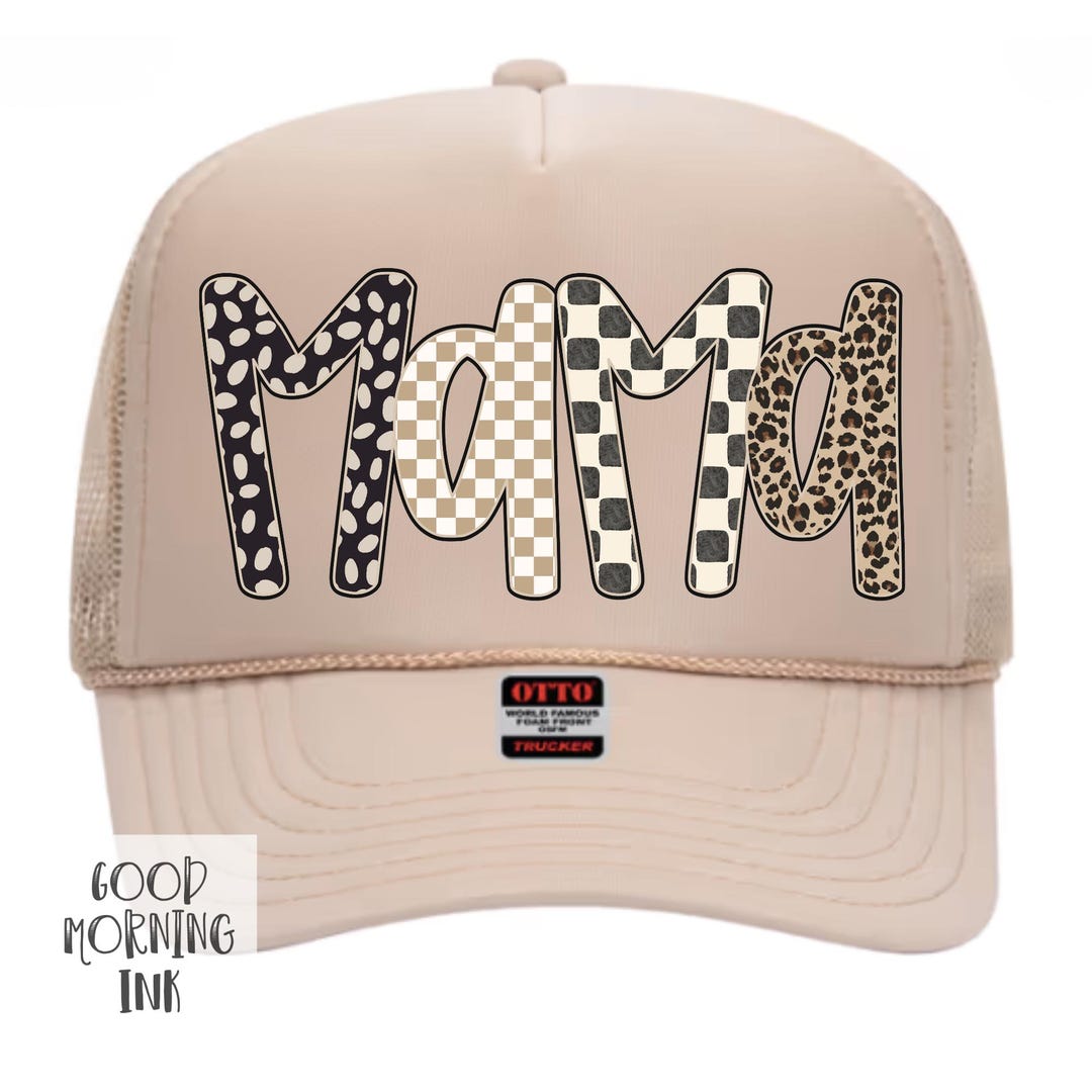 MAMA & MINI Matching Trucker Hats Set Womens One Size White Leopard 2pc Checkered Leopard Mama Trucker Hat | Womens Foam Hat | New  main image 2