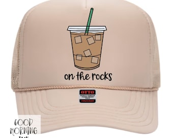 Iced Coffee Trucker Hat | On the Rocks Latte | Fall Womens Foam Otto Brand Cap