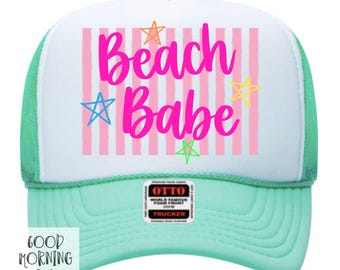 Ladies Summer Trucker Hat | Beach Babe Preppy Hat for Women | Otto Foam Colorful Cap
