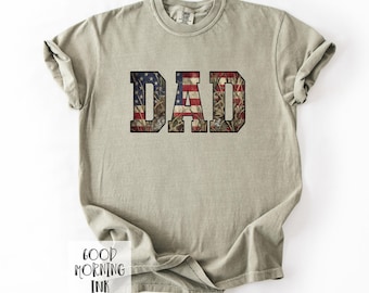 Father's Day Dad Shirt | Camo Flag Mens Patriotic Tee | 4th of July Shirt | America Tee
