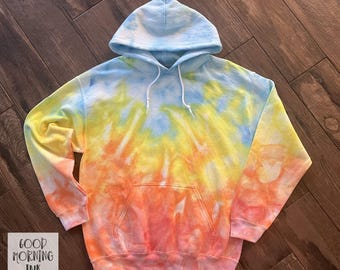 Rainbow Tie Dye Hoodie | Womens Tie Dye Hooded Sweatshirt | Mens Ice Dye Hoodie | Ladies Tie Dye Hoodie Sweatshirt | Rainbow Swirl Tie Dye