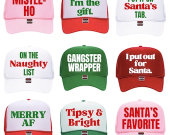 Womens Christmas Trucker Hat | Matching Friends Funny Christmas Hats | Inappropriate Christmas White Elephant Gift  Otto Ladies Trucker Hats