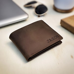 Carteras para hombre, cartera personalizada, cartera de cuero, regalo de 3er aniversario para él