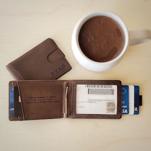 Billetera para hombre, regalo de cumpleaños para hombre, billeteras grabadas para hombre, regalo de aniversario para él, regalo para novio, billetera personalizada, billetera de cuero