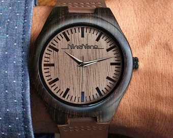 Engraved Wooden Watch for Men, Personalized 50th Birthday Gift