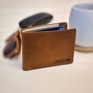Cartera de cuero genuino para hombre de color marrón claro