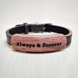 Best Selling Mens Bracelet, Leather and Wood Anniversary Gift for Boyfriend or Husband Yes