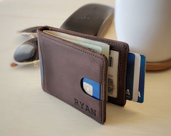 Personalized Slim Mens Leather Wallet