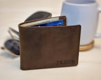 Engraved Wallet for Him, Personalized Wallet for Dad, Gift for Boyfriend, Anniversary Gift for Boyfriend Husband, Leather Wallet for Men