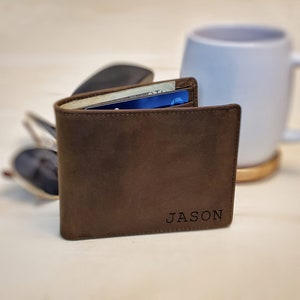 Cartera plegable personalizada, billetera de cuero, regalos para padrinos de boda, billetera para hombre, regalos para él