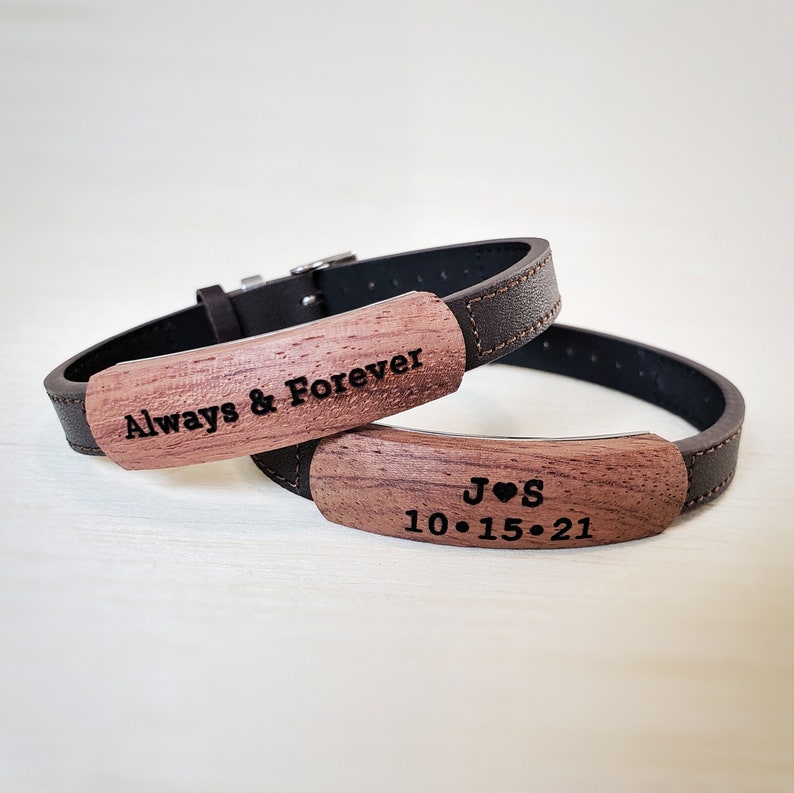 Best Selling Mens Bracelet, Leather and Wood Anniversary Gift for Boyfriend or Husband image 6