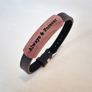 Best Selling Mens Bracelet, Leather and Wood Anniversary Gift for Boyfriend or Husband image 1