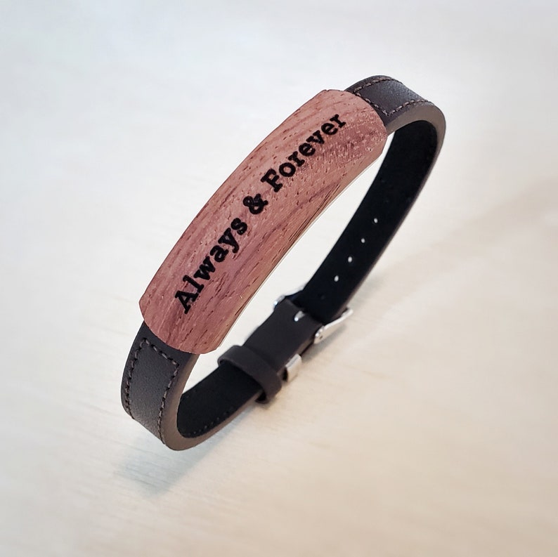 Best Selling Mens Bracelet, Leather and Wood Anniversary Gift for Boyfriend or Husband image 1