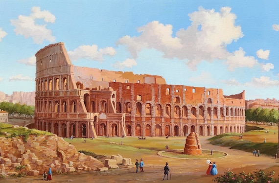 コロッセオ、古典的なローマの風景。19 世紀後半のスタイルで