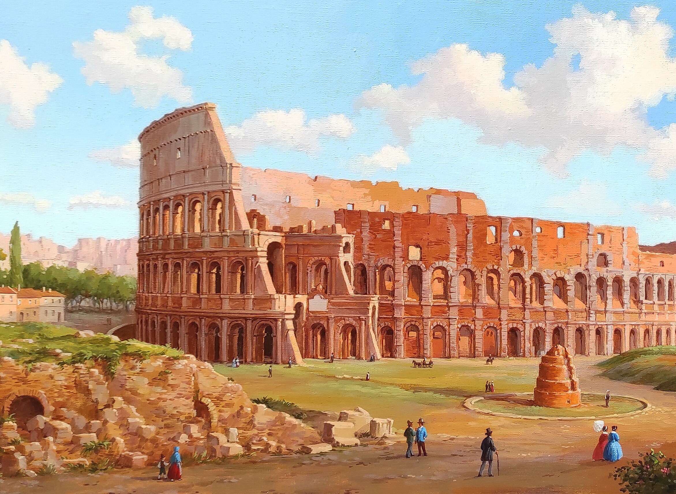 Colosseum Oil Painting Classical Roman Landscape 19th Century Style Colosseum Oil Painting Classical Roman Landscape 19th Century Style