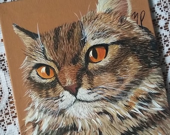 ACEO ATC Persian Cat Anzu Schmoo pink animal art cheerful art for your home gift idea for animal lovers