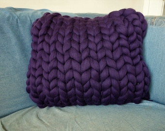Chunky Knit Merino Wool Pillow, Decorative Cushion
