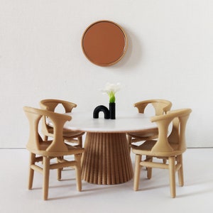 Dollhouse Dining Table with 4 chairs 1/12 Scale