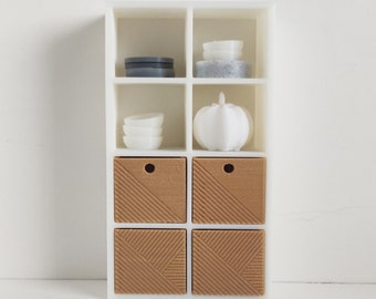 Dollhouse Modern Shelving Unit With 4 Boxes, 1/12 Scale