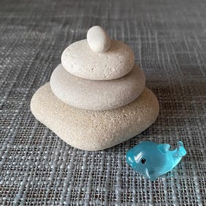 Set Of 4 White Stacking Sea Stones- Natural Beach Pebbles for Zen Decor, Meditation, Balancing