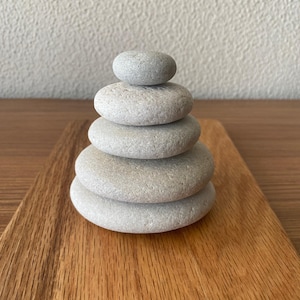 Set of 5 Round Sea Stones - Smooth Stacking Pebbles - Zen Decor - Balance
